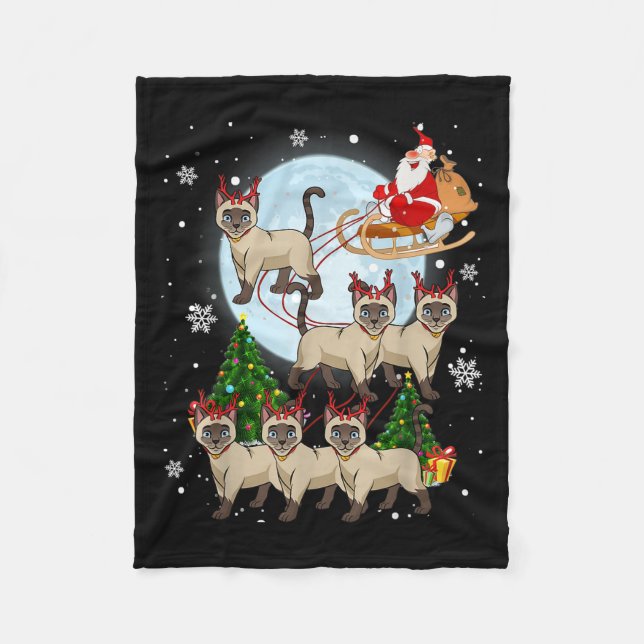 Siamese Reindeer Christmas Siamese Cat Lover Men W Fleecefilt (Framsidan)