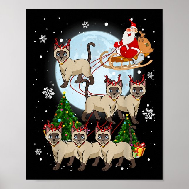 Siamese Reindeer Christmas Siamese Cat Lover Men W Poster (Framsidan)