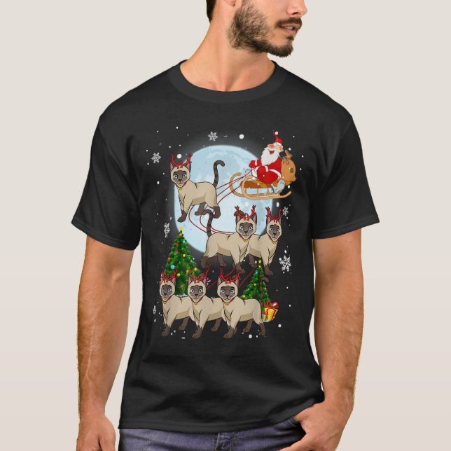 Siamese Reindeer Christmas Siamese Cat Lover Men W T Shirt (Framsida)