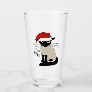 Siamese Santa Cat Ho Ho Ho Funny jul Kattunge Glaskopp
