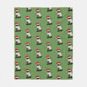 Siamese Santa Cat Mönster jul Helgdag Kattunge Fleecefilt