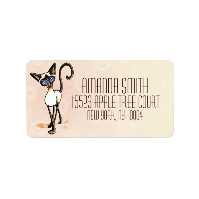 Siamese Seal Point Crosswaldo Off-Leash Art™ Rosa Adressetikett (Framsidan)