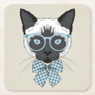 Siamese smart kattmode underlägg papper kvadrat