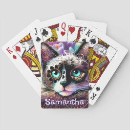 Siamese White Kattunge Crocus Blommigt Personlig Casinokort