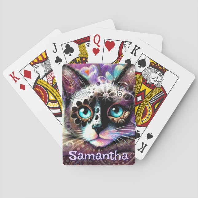 Siamese White Kattunge Crocus Blommigt Personlig Casinokort (Baksidan)