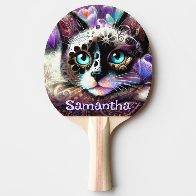 Siamese White Kattunge Crocus Blommigt Personlig Pingisracket (Framsidan)