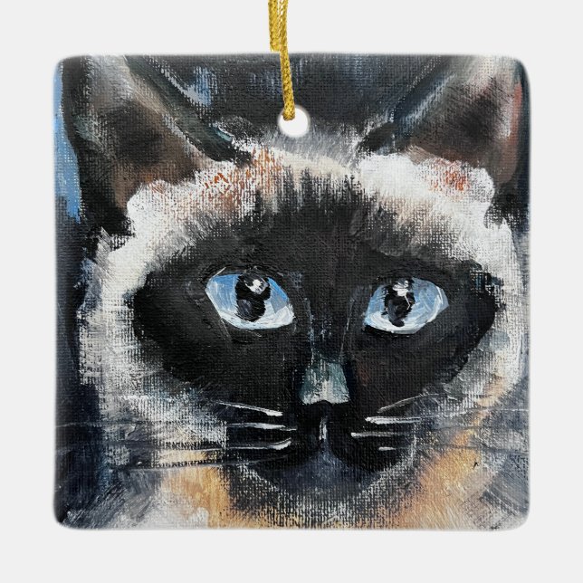 siameser katt julgransprydnad keramik (Framsida)