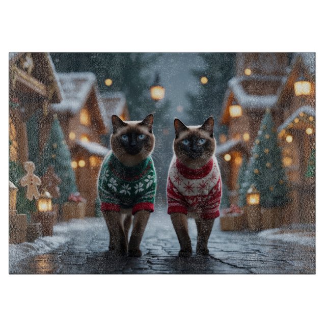Siameser Katter Jul Snö Högtid (Framsidan)