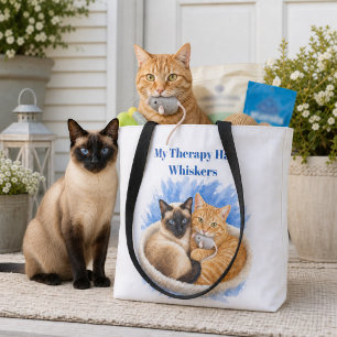 Siameser och Ginger Cat Kattälskare  Tygkasse