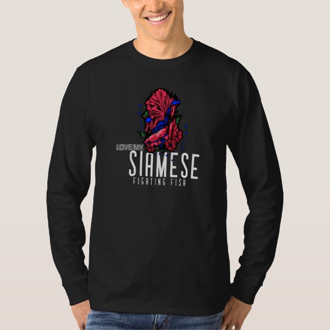 Siamesisk fiskfångst Betta Fish Aquarium T Shirt (Framsida)
