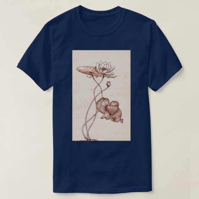 Siamesisk fiskkamp Betta splendens och vatten li T Shirt (Design framsida)