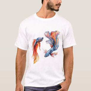 Siamesisk fiskkonst, Twillingar, vattenfärg, väggk T Shirt
