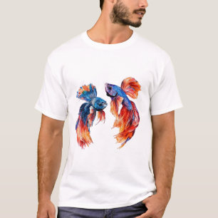 Siamesisk fiskkonst, Twillingar, vattenfärg, väggk T Shirt