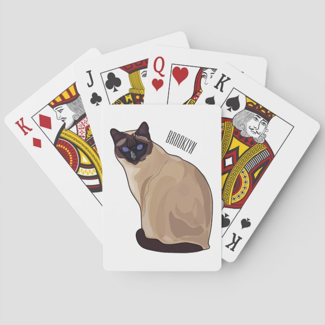 Siamesisk illustration av kattens tecknad casinokort (Baksidan)