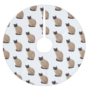 Siamesisk illustration av kattens tecknad julgransmatta borstad polyester