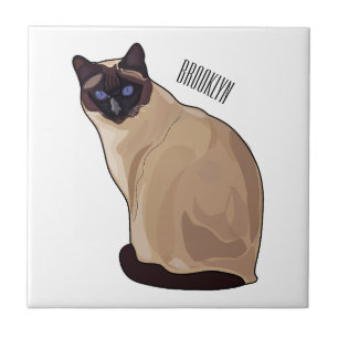 Siamesisk illustration av kattens tecknad kakelplatta