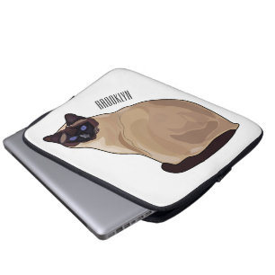 Siamesisk illustration av kattens tecknad laptop fodral
