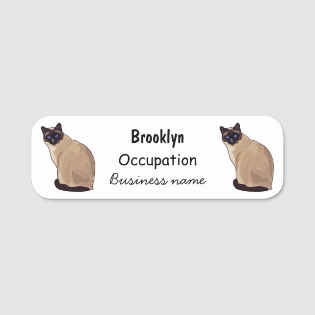Siamesisk illustration av kattens tecknad namnbricka (Framsida)