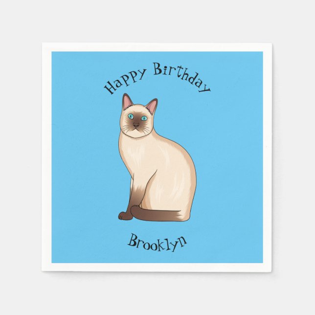 Siamesisk illustration av kattens tecknad pappersservett (Framsidan)