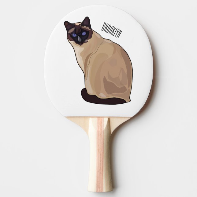 Siamesisk illustration av kattens tecknad pingisracket (Framsidan)