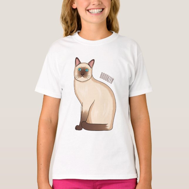 Siamesisk illustration av kattens tecknad t shirt (Framsida)