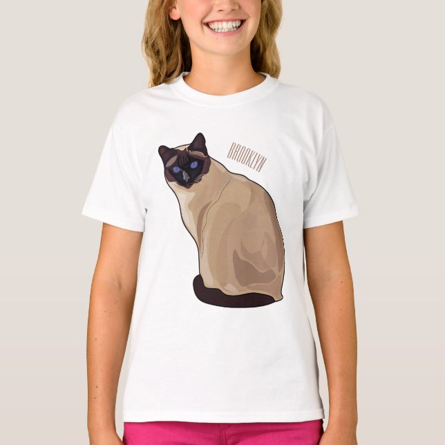 Siamesisk illustration av kattens tecknad t shirt (Framsida)