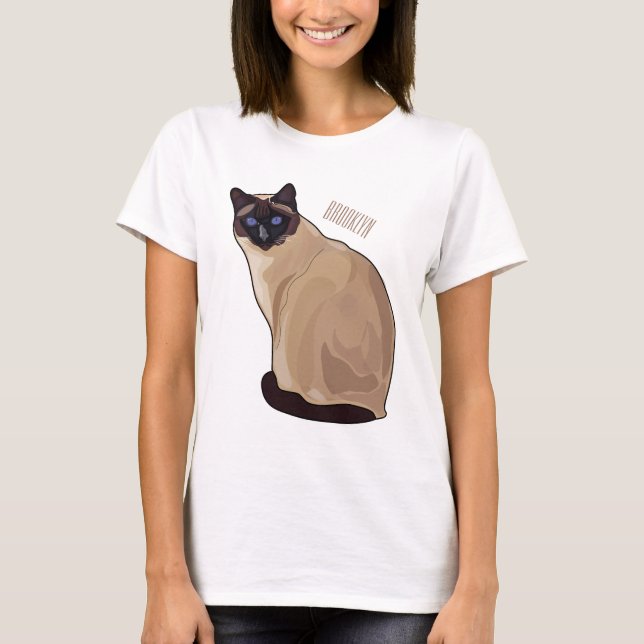 Siamesisk illustration av kattens tecknad t shirt (Framsida)
