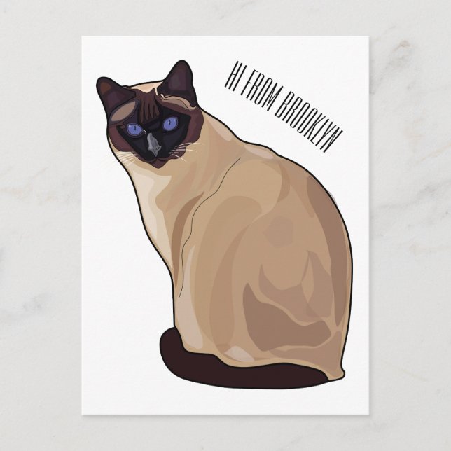 Siamesisk illustration av kattens tecknad vykort (Framsida)