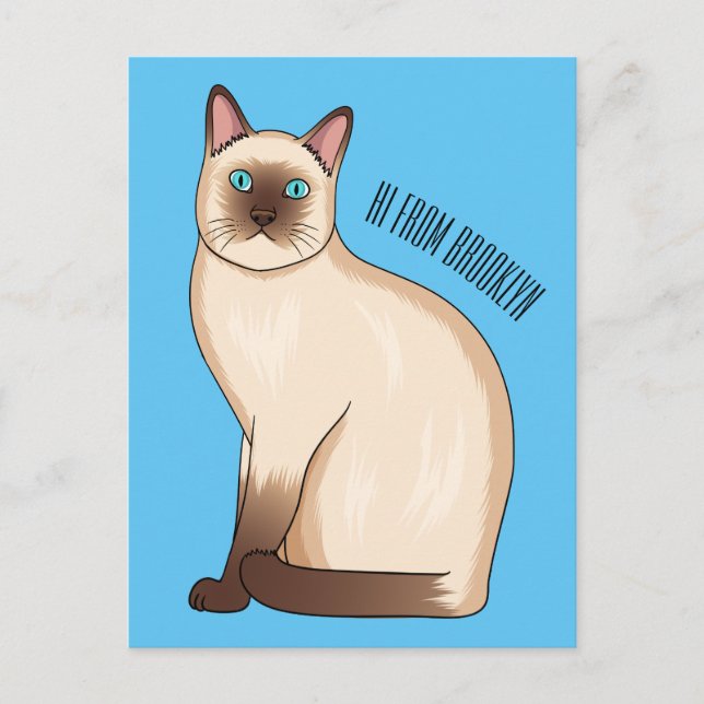 Siamesisk illustration av kattens tecknad vykort (Framsida)