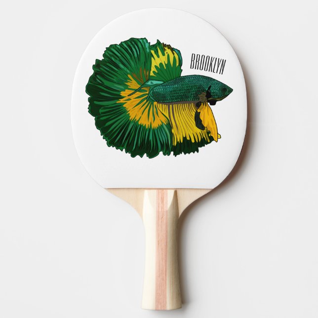 Siamesisk illustration av tecknaden för fiskbekämp pingisracket (Framsidan)