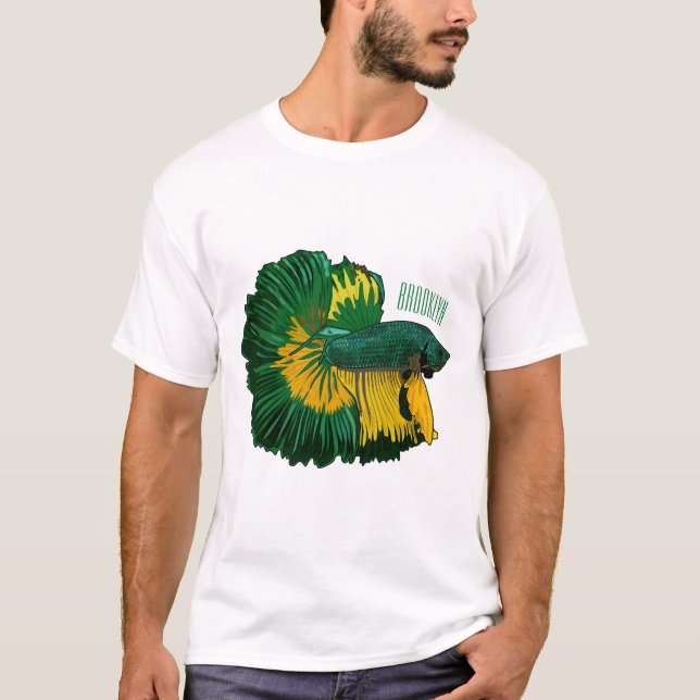Siamesisk illustration av tecknaden för fiskbekämp t shirt (Framsida)