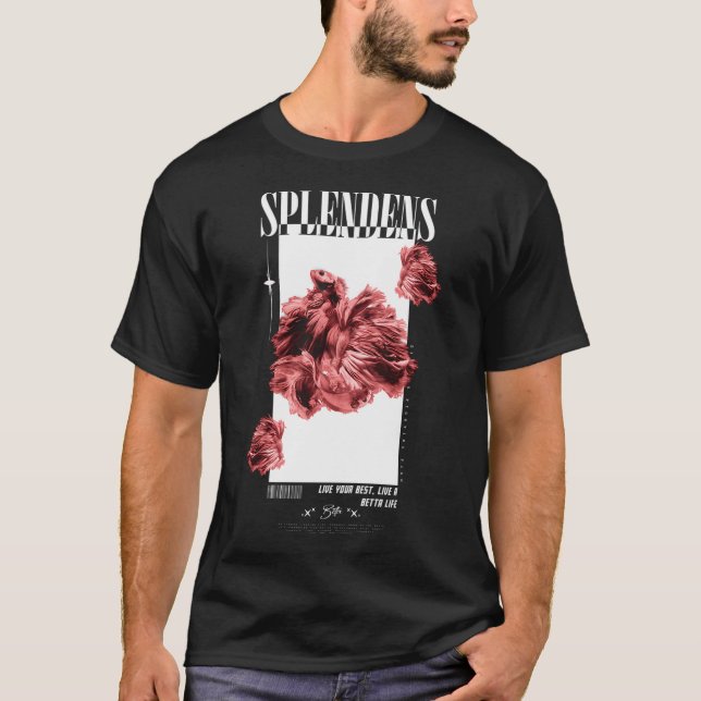 Siamesisk kampfisk Betta Liv Fisk Akvarium T Shirt (Framsida)
