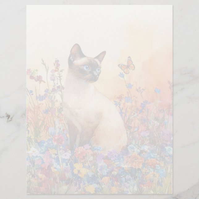 Siamesisk katt 1 - 8,5 x 11 tum Lakan (Framsida)