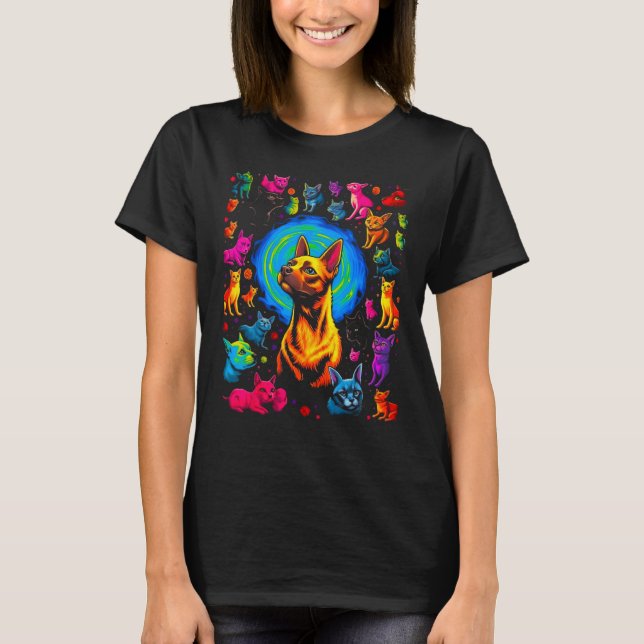 Siamesisk katt abstrakt konst t shirt (Framsida)