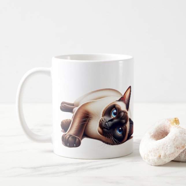 Siamesisk katt, Cute Blue Eyed-Kattdjur Kaffemugg (Med munk)