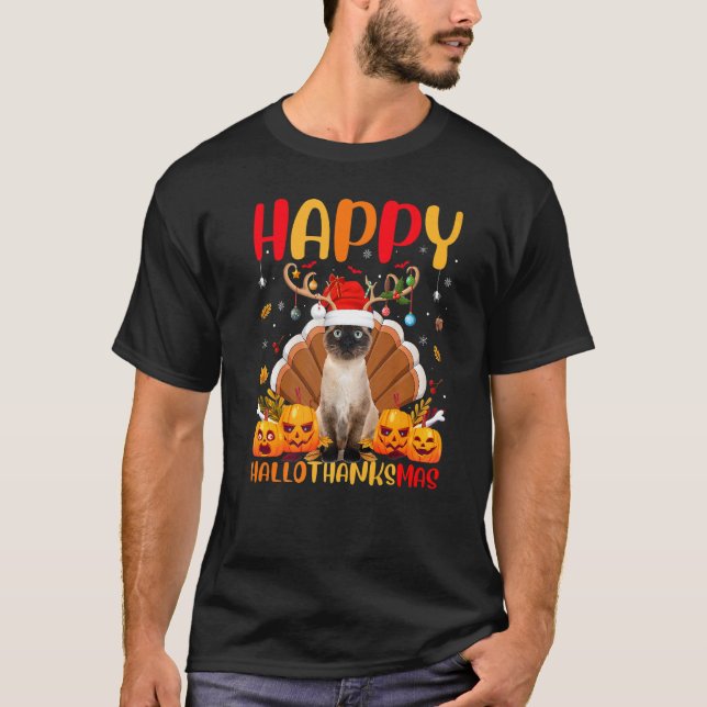 Siamesisk katt Djur Glad Siamesisk katt Hellothank T Shirt (Framsida)