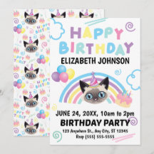 Siamesisk Katt Födelsedagsinbjudan