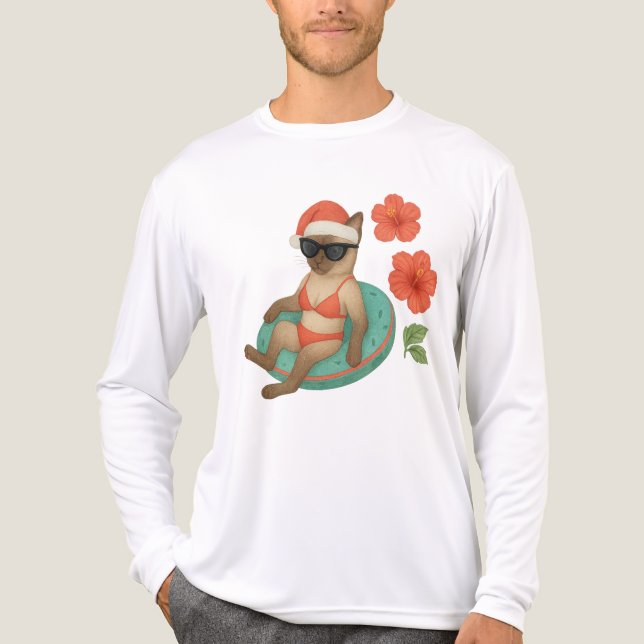 Siamesisk Katt för jul i juli: Beach tema T Shirt (Framsida)