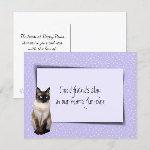 Siamesisk katt Förlust av husdjur från veterinär Vykort