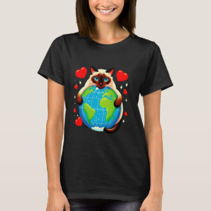 Siamesisk katt jordens dag kram kär ägare planet ä t shirt