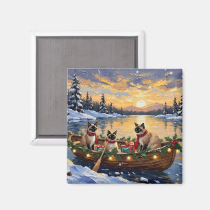 Siamesisk katt jul båt högtid magnet