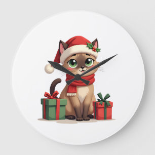 Siamesisk katt jul jul santa siamesisk katt jul stor klocka