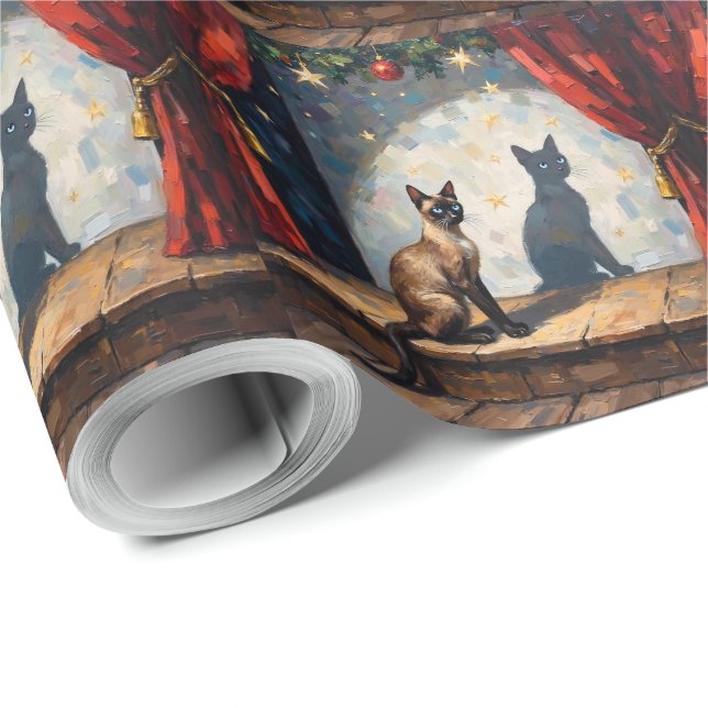 Siamesisk katt jul skuggteater konst presentpapper (Rulle Hörn)