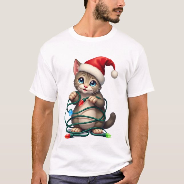 Siamesisk katt jul V-ringad (2) T Shirt (Framsida)
