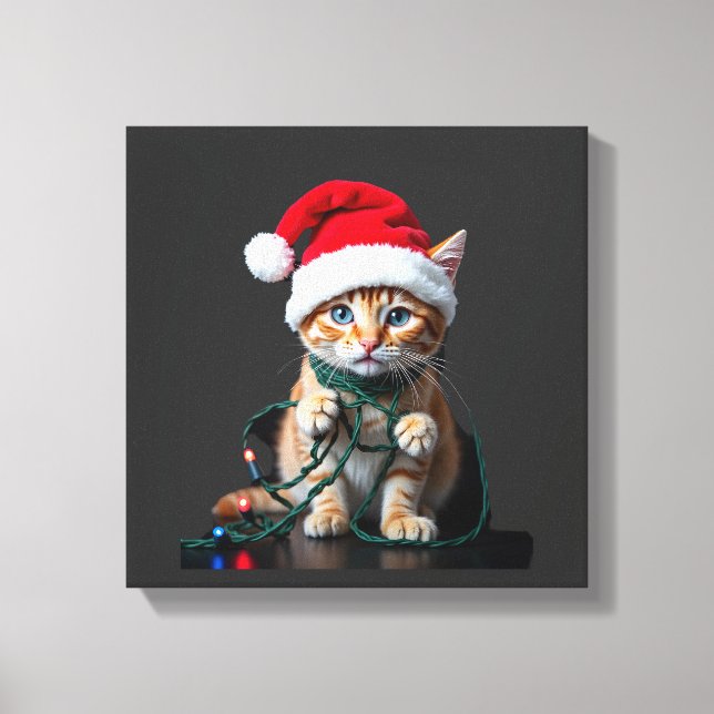 Siamesisk katt jul V-ringad Canvastryck (Framsida)
