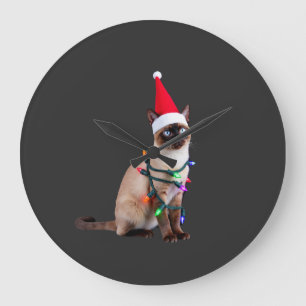 Siamesisk katt julbelysning Xmas kattälskare t-shi Stor Klocka