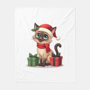 Siamesisk katt julhelg tomte siamesisk katt jul fleecefilt