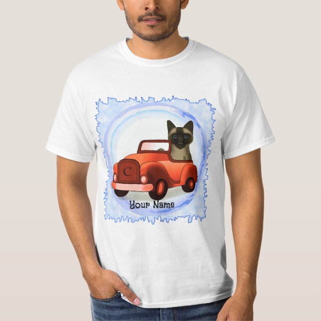 Siamesisk katt kör bil  t shirt (Framsida)