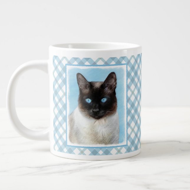 Siamesisk Katt Målning Original Djurutbildning Kon Jumbo Mugg (Vänster)