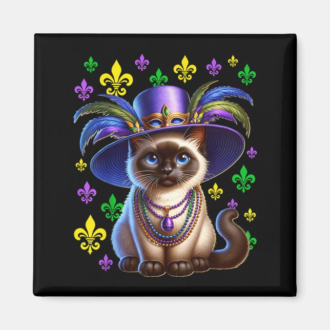 Siamesisk katt Mardi Gras Siamesisk katt Mardi Gra Magnet (Framsidan)